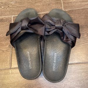 steve madden black slides with satin bow!
